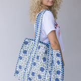 Collins Floral Quilted Tote Bag - Blue/Green
