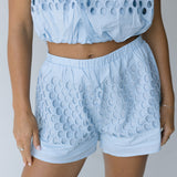 Natalie Eyelet Shorts - Lt Blue