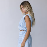 Ashleigh Eyelet Top - Lt Blue