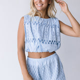 Natalie Eyelet Shorts - Lt Blue