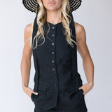 Sandi Linen Top - Black