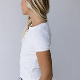 Hana Knit Button Down Top - White