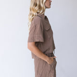 Paige Linen Short Set-Brown