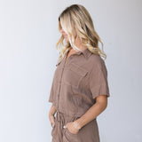 Paige Linen Short Set-Brown