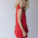 Sasha Button Down Skirt Set - Red