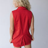 Sasha Button Down Skirt Set - Red