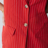 Sasha Button Down Skirt Set - Red
