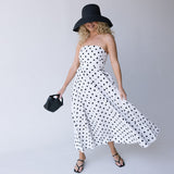 Sofie Polka Dot Midi Dress - White Black