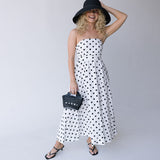 Sofie Polka Dot Midi Dress - White Black
