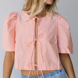 Lori Puff Sleeve Top - Orange
