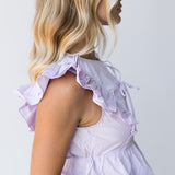 Zara Ruffle Eyelet Short Sleeve Top - Lavender