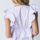 Zara Ruffle Eyelet Short Sleeve Top - Lavender