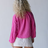 Zoey Tie Front Long Sleeve Top - Hot Pink