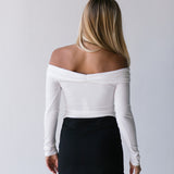 Malory Ruched Long Sleeve Top - Off White