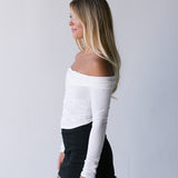 Malory Ruched Long Sleeve Top - Off White