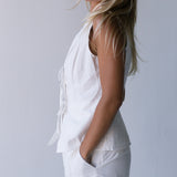 Emma Front Tie Top and Shorts Set - White