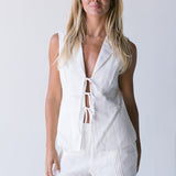 Emma Front Tie Top and Shorts Set - White
