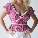 Jameson Top Lace Trim - Red/White Gingham