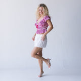 Jameson Top Lace Trim - Red/White Gingham