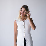 Esme Sleeveless Button Down Top - Off White