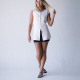 Esme Sleeveless Button Down Top - Off White