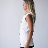 Esme Sleeveless Button Down Top - Off White