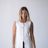 Esme Sleeveless Button Down Top - Off White