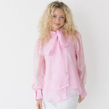 Amelia Pastel Bow Tie Blouse - Pink