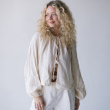 Mia Tie Front Long Sleeve Top - Cream