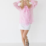 Amelia Pastel Bow Tie Blouse - Pink