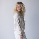 Mia Tie Front Long Sleeve Top - Cream