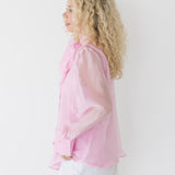 Amelia Pastel Bow Tie Blouse - Pink