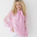 Amelia Pastel Bow Tie Blouse - Pink