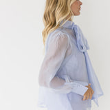 Brielle Pastel Bow Tie Blouse - Sky Blue