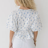 Lia Ditzy Floral Crop Top - Blue