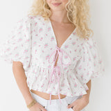 Selina Ditzy Floral Crop Top - Pink