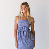 Haylie Frill Top and Skirt Set - Blue Stripes (PREORDER)