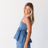 Olivia Frill Top and Skirt Set - Navy Gingham (PREORDER)