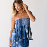 Olivia Frill Top and Skirt Set - Navy Gingham (PREORDER)