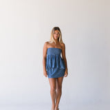 Olivia Frill Top and Skirt Set - Navy Gingham (PREORDER)