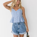 Gabrielle Comfort Loose Fit Shorts - Medium Denim