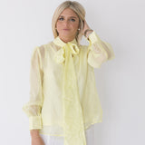 Lorelei Pastel Bow Tie Blouse - Lemon