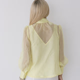 Lorelei Pastel Bow Tie Blouse - Lemon