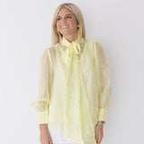Lorelei Pastel Bow Tie Blouse - Lemon