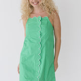 Ross Scallop Detail Mini Dress - Kelly Green