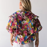 Tammy Tropical Collar puff Sleeve Top - Pink multi