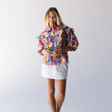 Tammy Tropical Collar puff Sleeve Top - Pink multi