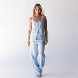 Bea Linen Vest Top - Lt Blue
