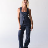 Collins Linen Vest Top - Navy