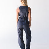 Collins Linen Vest Top - Navy